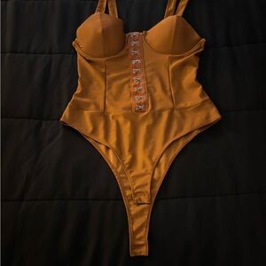 Cognac Corset Bodysuit.. NEVER WORN!